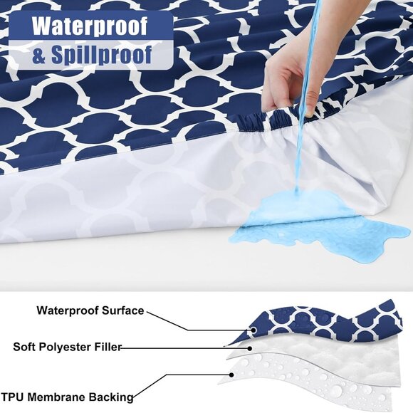 Picnic Table Cover with Bench Covers, Waterproof Elastic Fitted Tablecloth - Picture 7 of 11